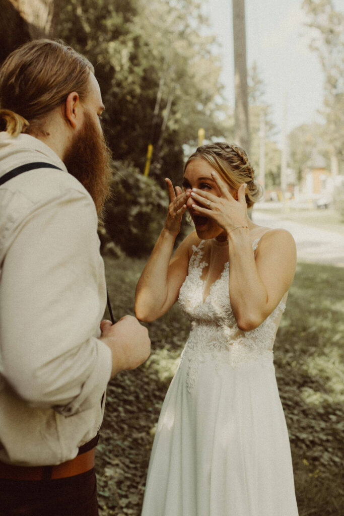 Bride crying during private vows