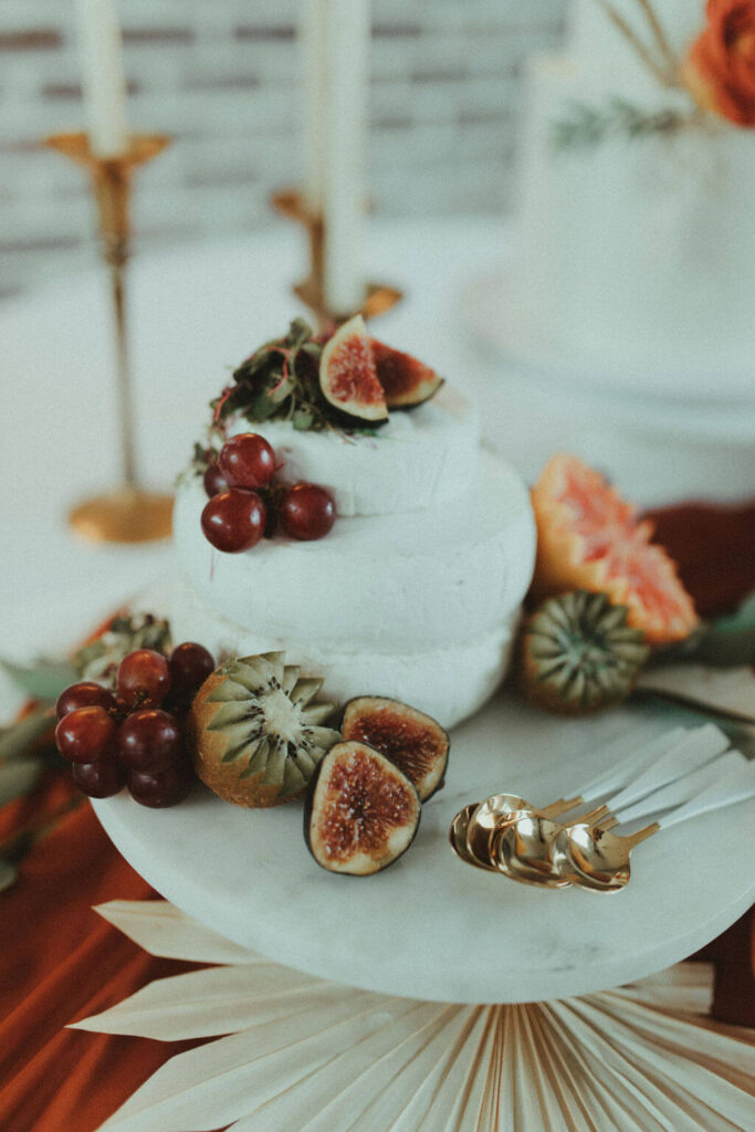 White dessert with fruit