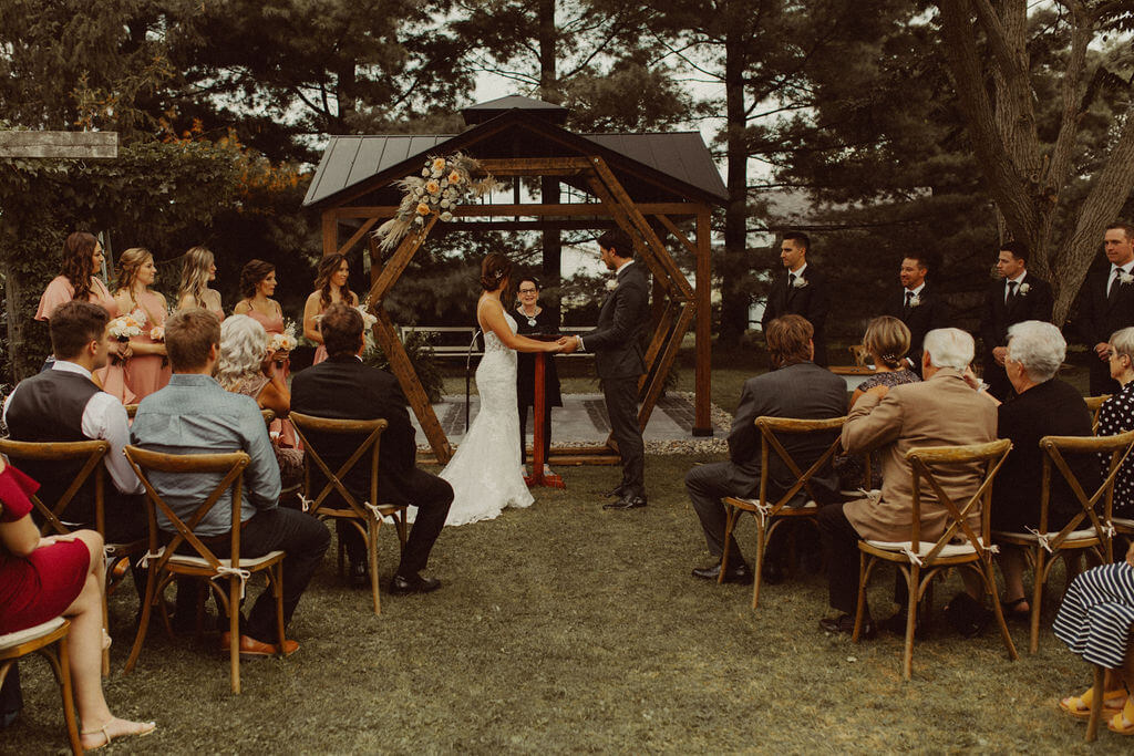 Small backyard wedding ceremony in Ontario, Canada